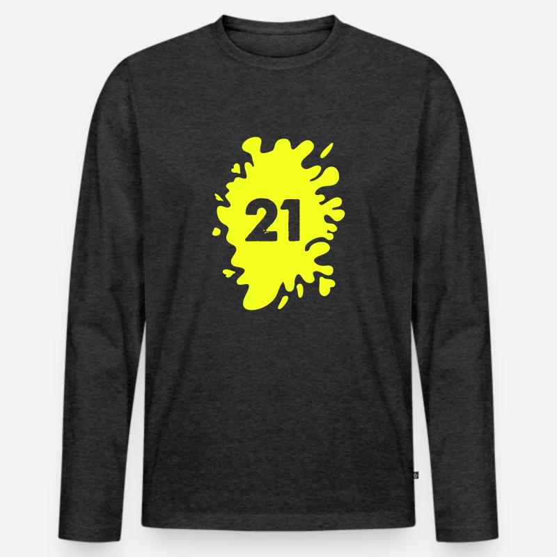 Klecks 21 - Männer Premium Bio Langarmshirt - Anthrazit meliert