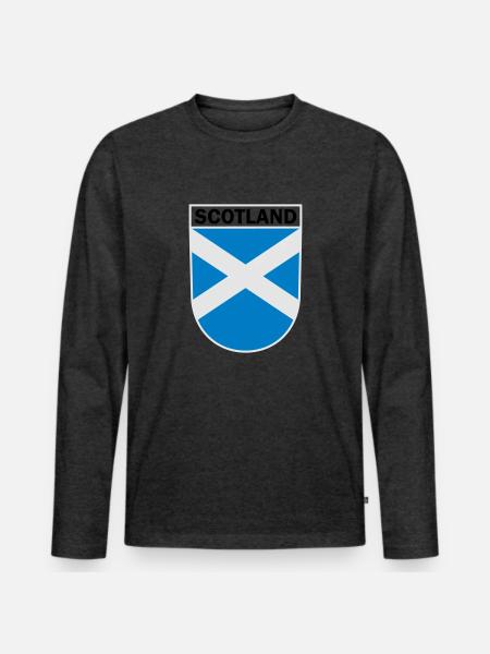 Scotland Wappen - Männer Premium Bio Langarmshirt - Anthrazit meliert