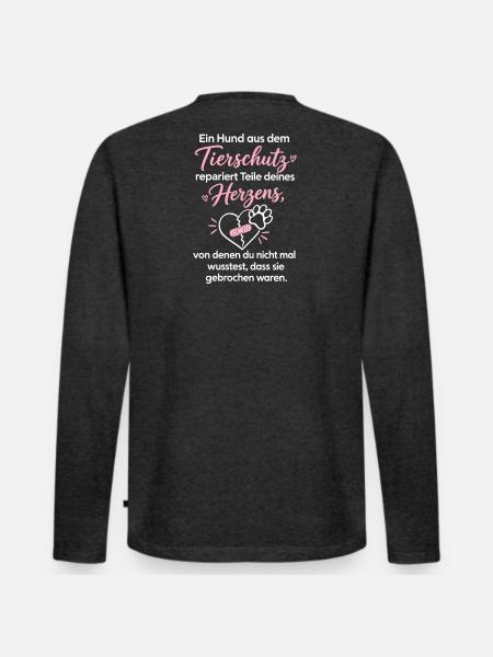 Tierschutzhund Herzensretter Design - Männer Premium Bio Langarmshirt - Anthrazit meliert