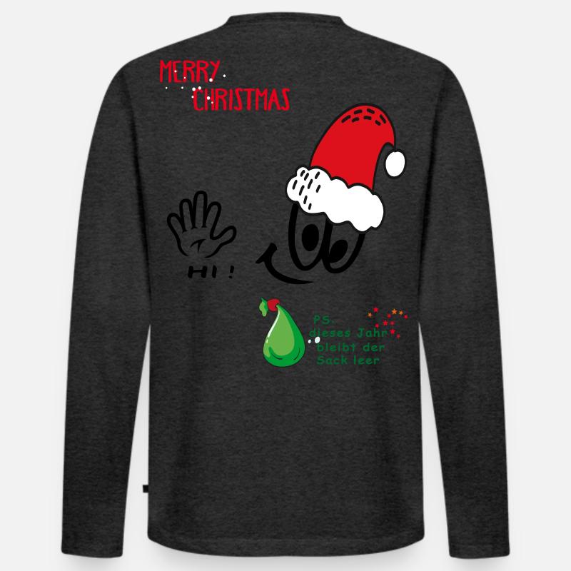 Weihnachtsmann, Merry Christmas, Comic - Männer Premium Bio Langarmshirt - Anthrazit meliert