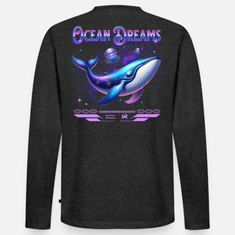 Ocean Dreams Galaktischer Wal - Männer Premium Bio Langarmshirt - Anthrazit meliert