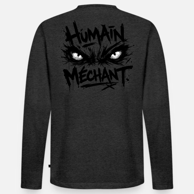 Evil Human Look Black Pattern - Men's Premium Organic Long Sleeve Shirt - heather anthracite