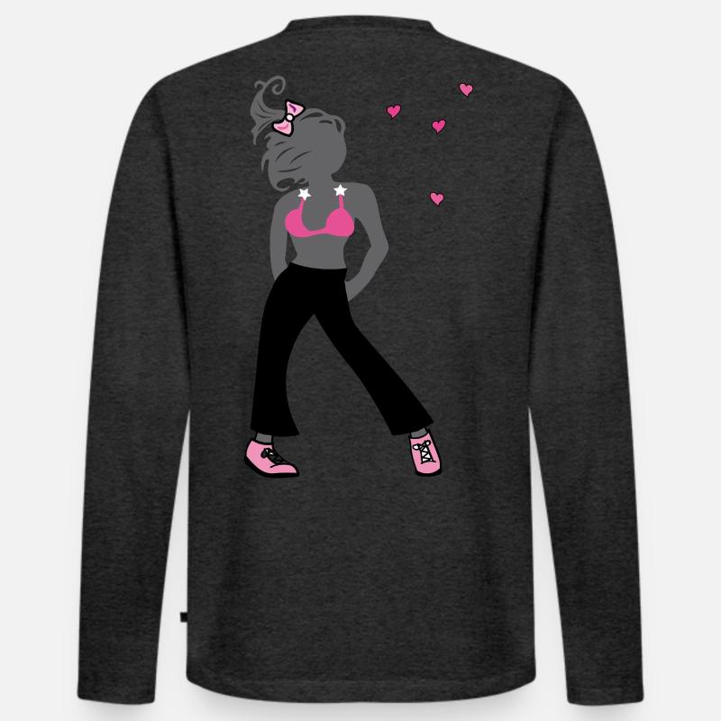 Junges Mädchen - Männer Premium Bio Langarmshirt - Anthrazit meliert