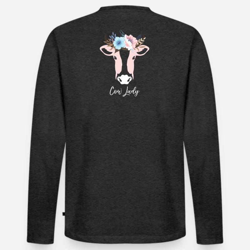 Rinderdame - Männer Premium Bio Langarmshirt - Anthrazit meliert