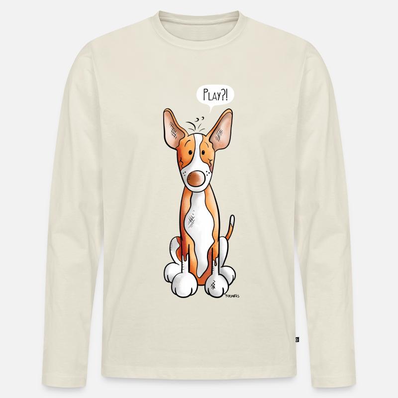 Podenco Play - Männer Premium Bio Langarmshirt - Naturweiß