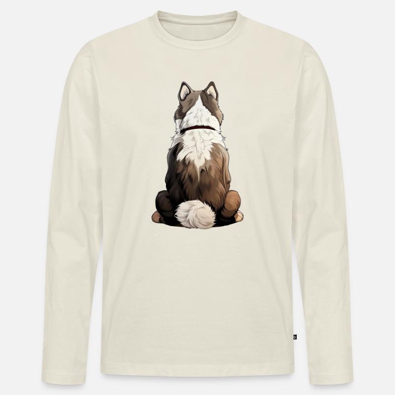 Siberian Husky - Männer Premium Bio Langarmshirt - Naturweiß