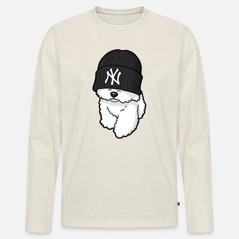 Hundemode Straße New York - Männer Premium Bio Langarmshirt - Naturweiß