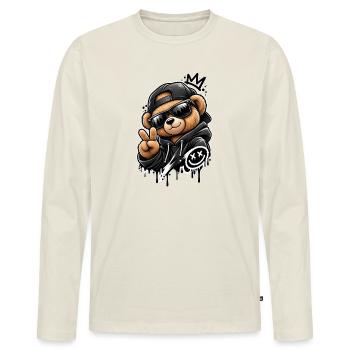 Sweat à capuche Graffiti Panda King - T-shirt manches longues Premium bio Homme - blanc cassé - Devant - Nico (187cm)
