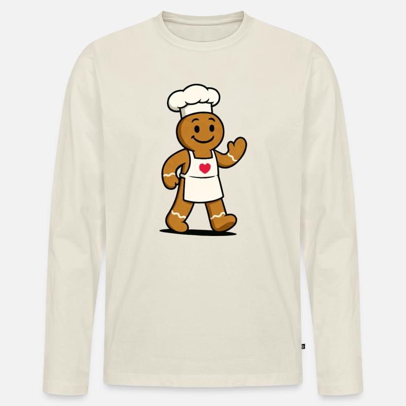 Lebkuchenkoch  - Männer Premium Bio Langarmshirt - Naturweiß