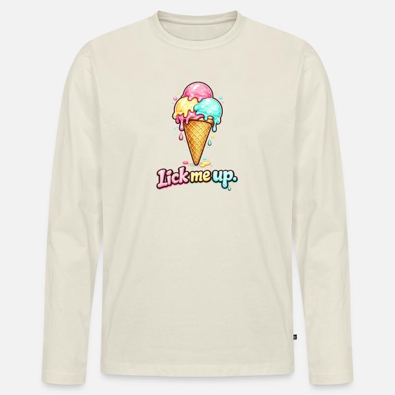 Eis schlecken  - Männer Premium Bio Langarmshirt - Naturweiß