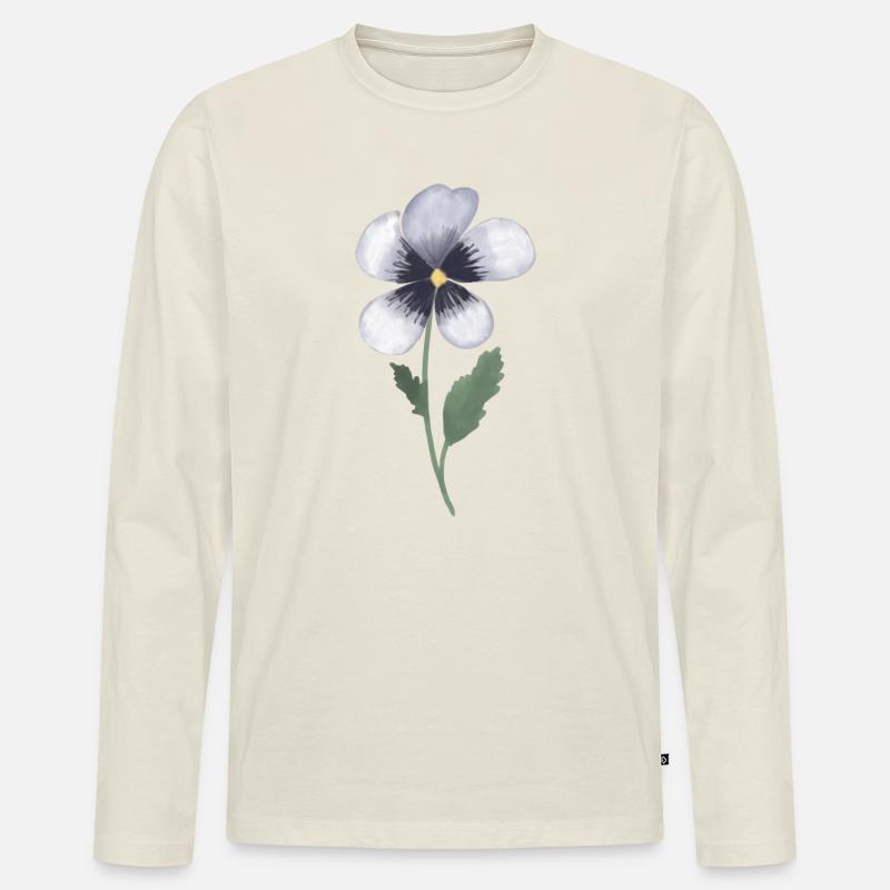 Stiefmütterchen Veilchen - Männer Premium Bio Langarmshirt - Naturweiß
