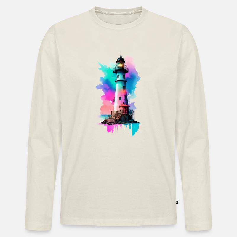 Leuchtturm - Männer Premium Bio Langarmshirt - Naturweiß