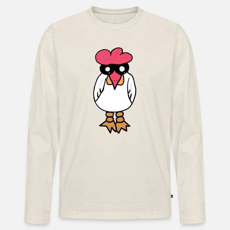 Huhn - Männer Premium Bio Langarmshirt - Naturweiß
