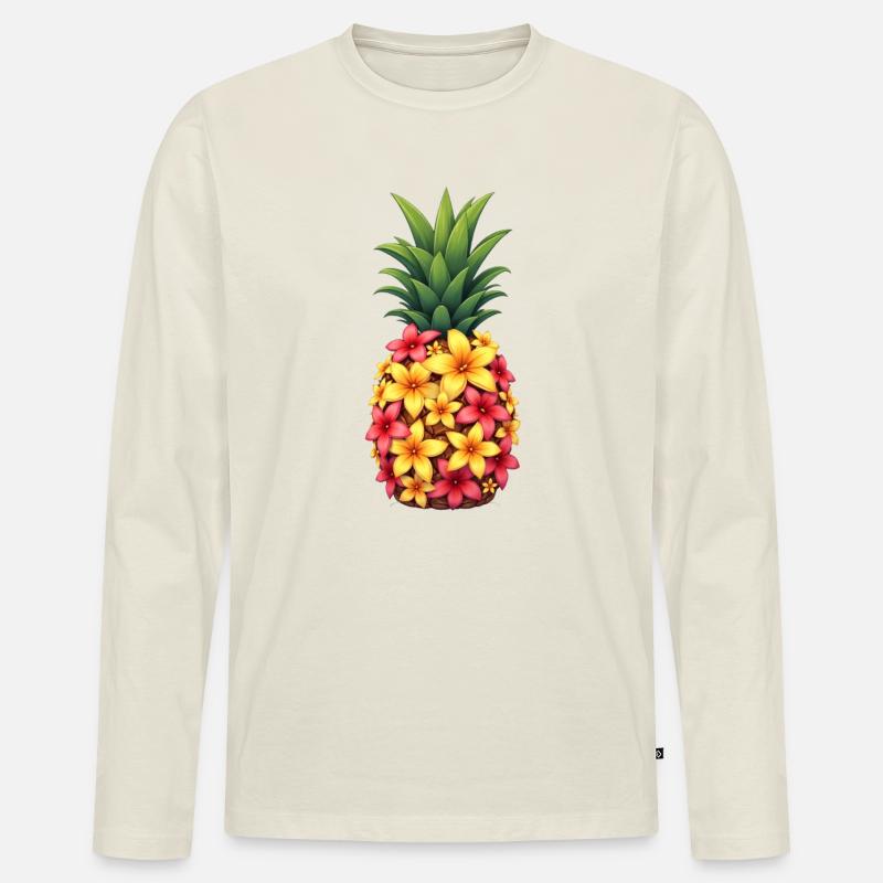 Ananas - Männer Premium Bio Langarmshirt - Naturweiß
