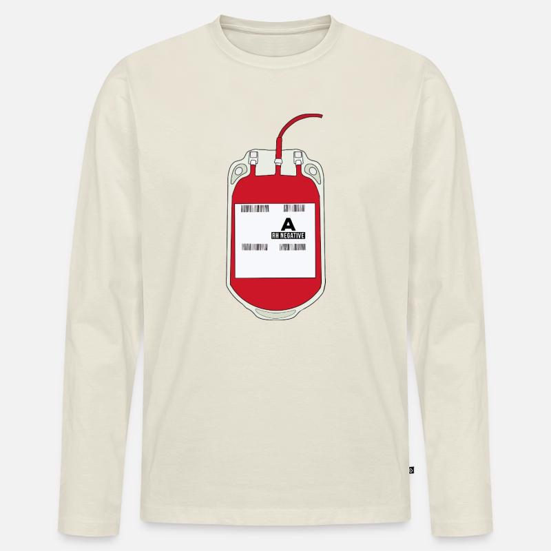 Ein negativer Blutbeutel - Männer Premium Bio Langarmshirt - Naturweiß