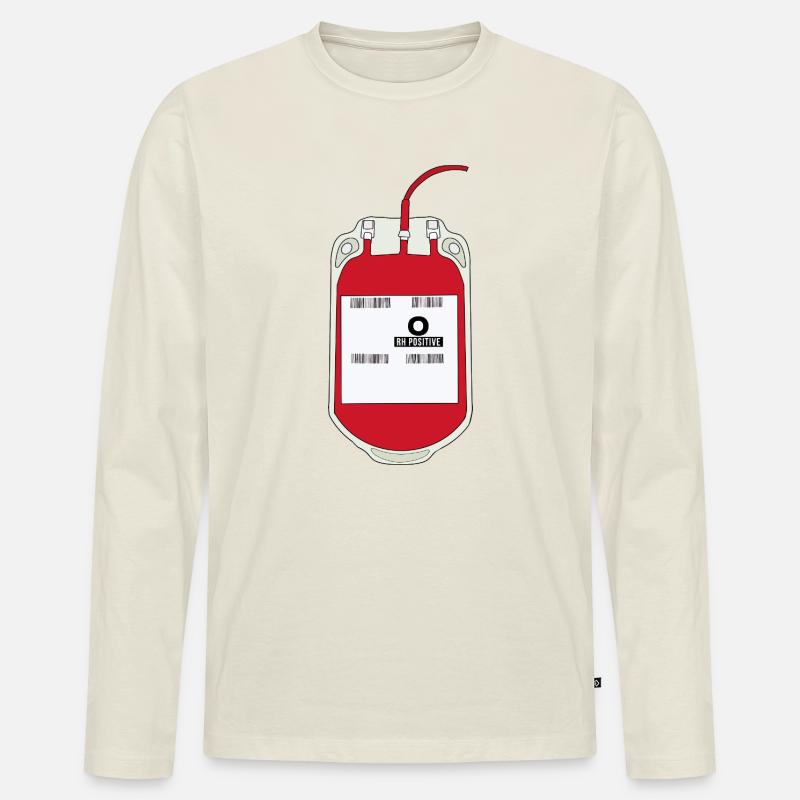 O Positiver Blutbeutel - Männer Premium Bio Langarmshirt - Naturweiß