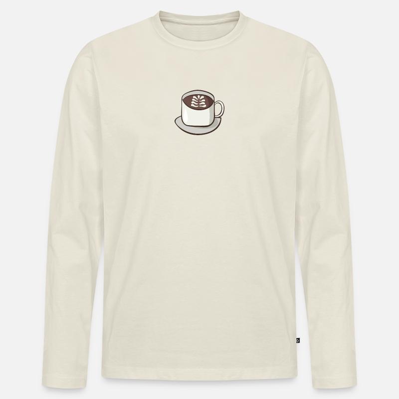 Cappuccino - Männer Premium Bio Langarmshirt - Naturweiß