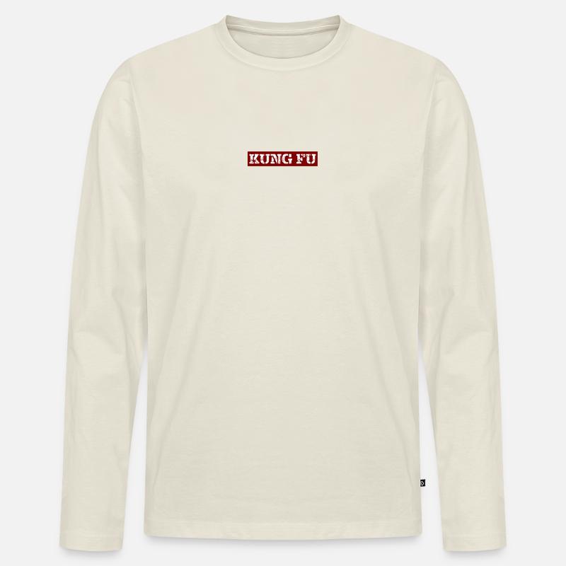 Kung Fu - Männer Premium Bio Langarmshirt - Naturweiß