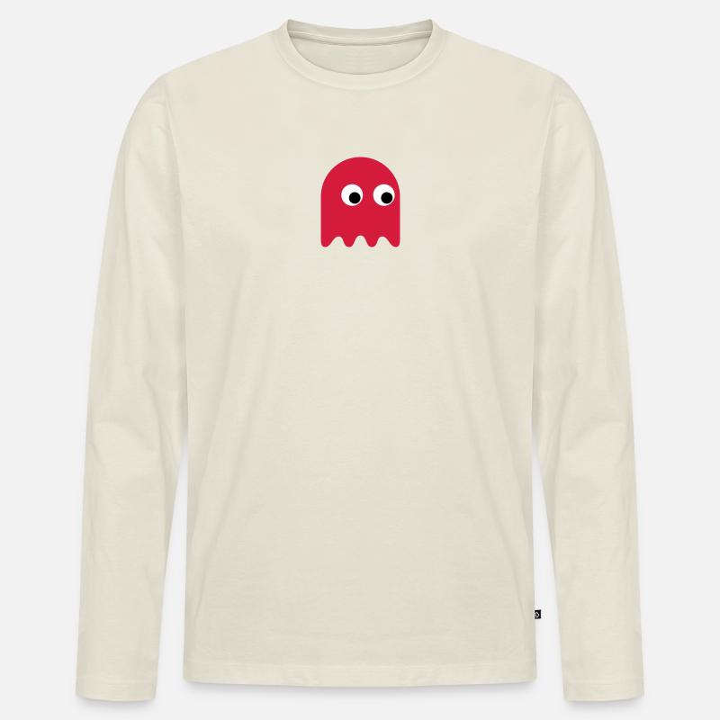 Game Classics Ghost - Männer Premium Bio Langarmshirt - Naturweiß