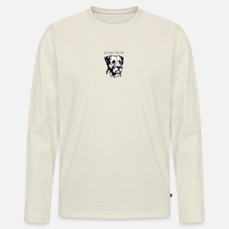 Border Terrier Portrait - Männer Premium Bio Langarmshirt - Naturweiß