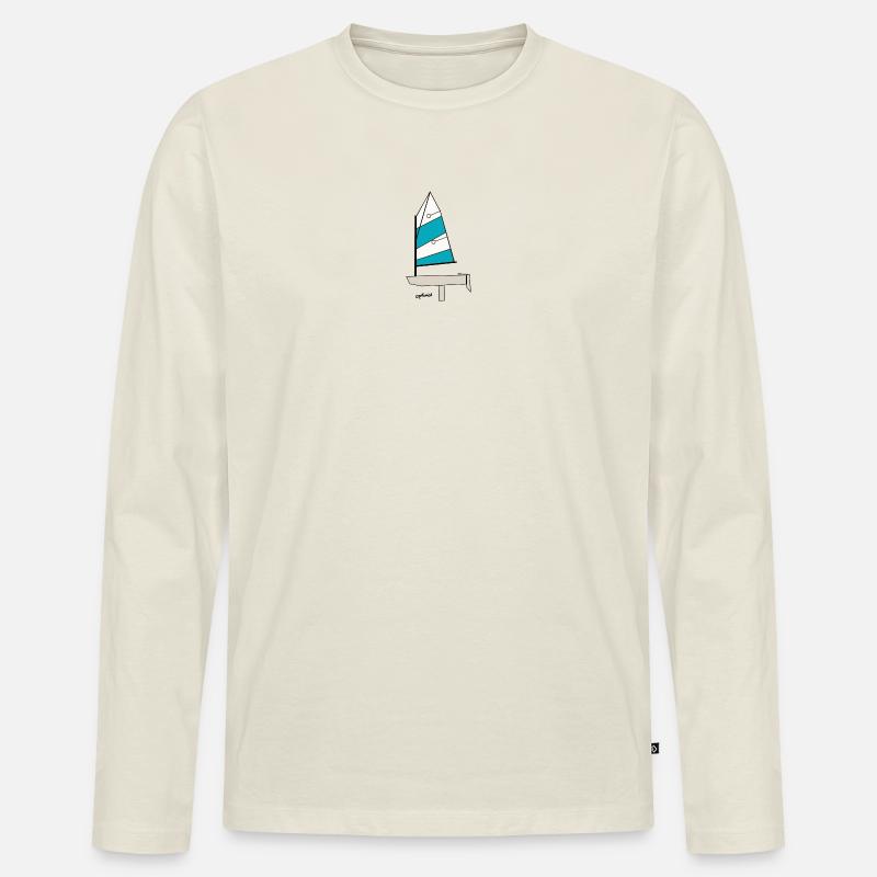 Optimist Segelboot Variante 3 - Männer Premium Bio Langarmshirt - Naturweiß