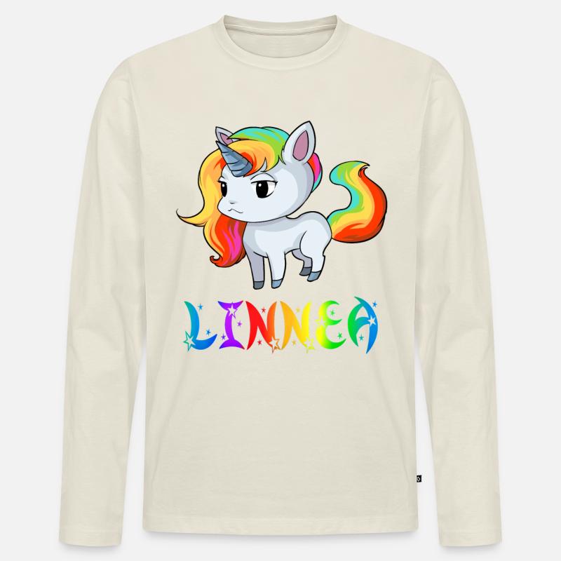 Linnea Einhorn - Männer Premium Bio Langarmshirt - Naturweiß