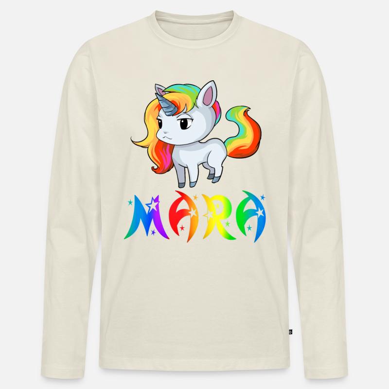 Mara Einhorn - Männer Premium Bio Langarmshirt - Naturweiß