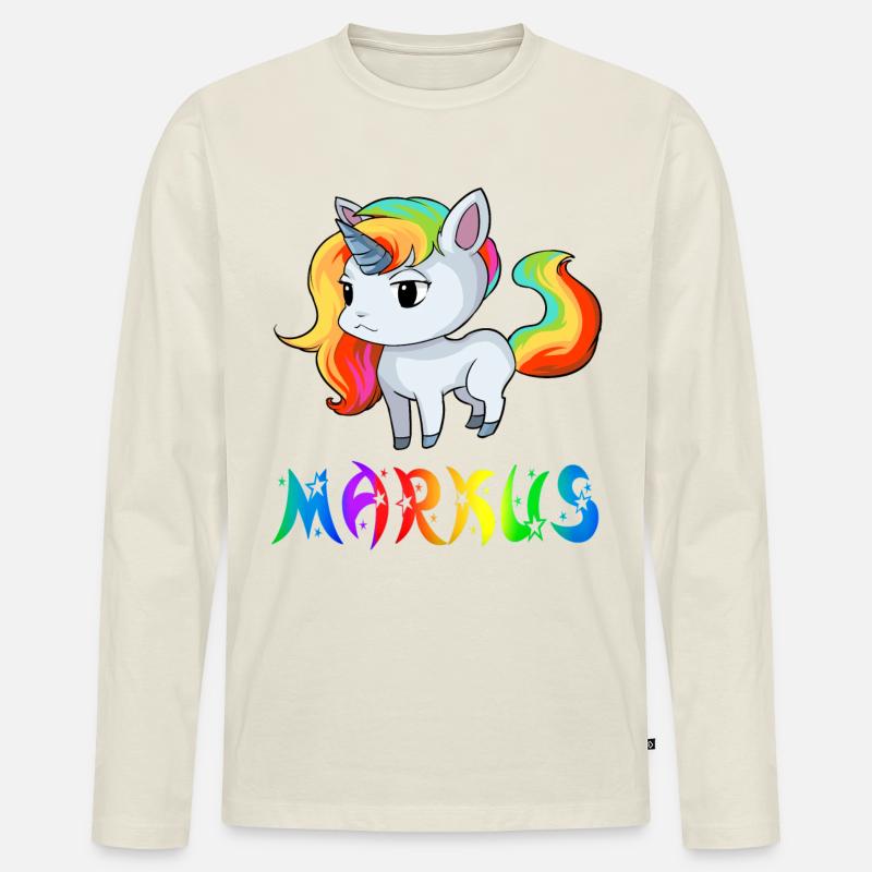 Einhorn Markus - Männer Premium Bio Langarmshirt - Naturweiß