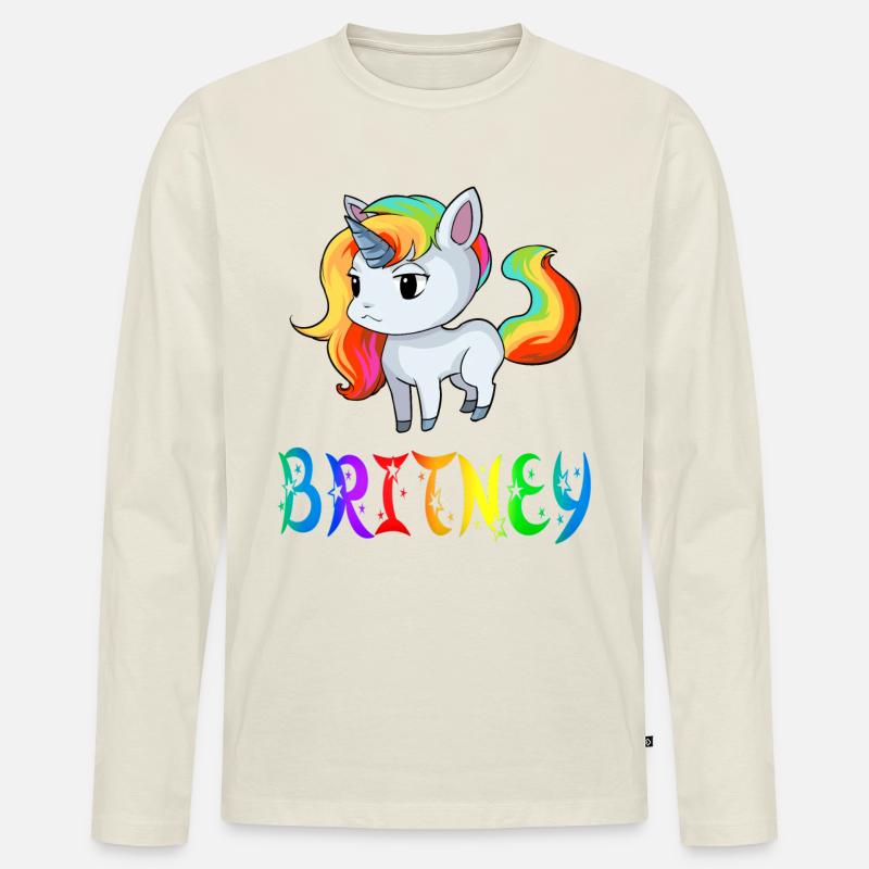 Einhorn Britney - Männer Premium Bio Langarmshirt - Naturweiß