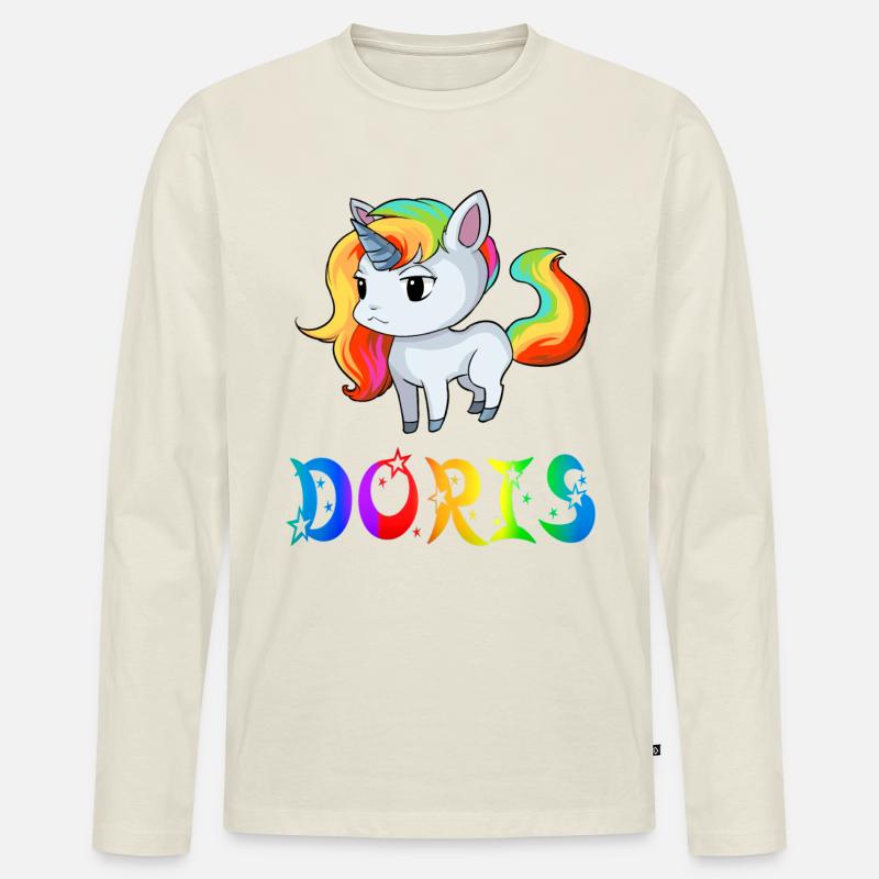 Einhorn Doris - Männer Premium Bio Langarmshirt - Naturweiß