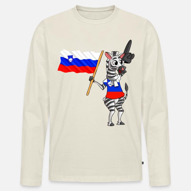 Slowene Zebra - Männer Premium Bio Langarmshirt - Naturweiß