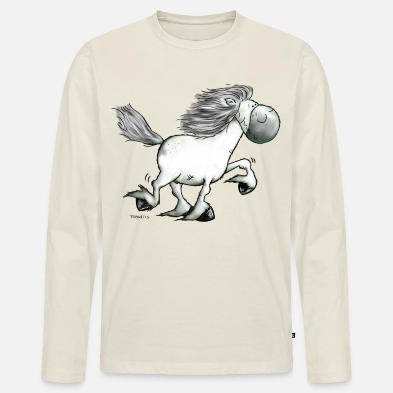 Drolliger Isländer - Islandpferd - Isi - Männer Premium Bio Langarmshirt - Naturweiß