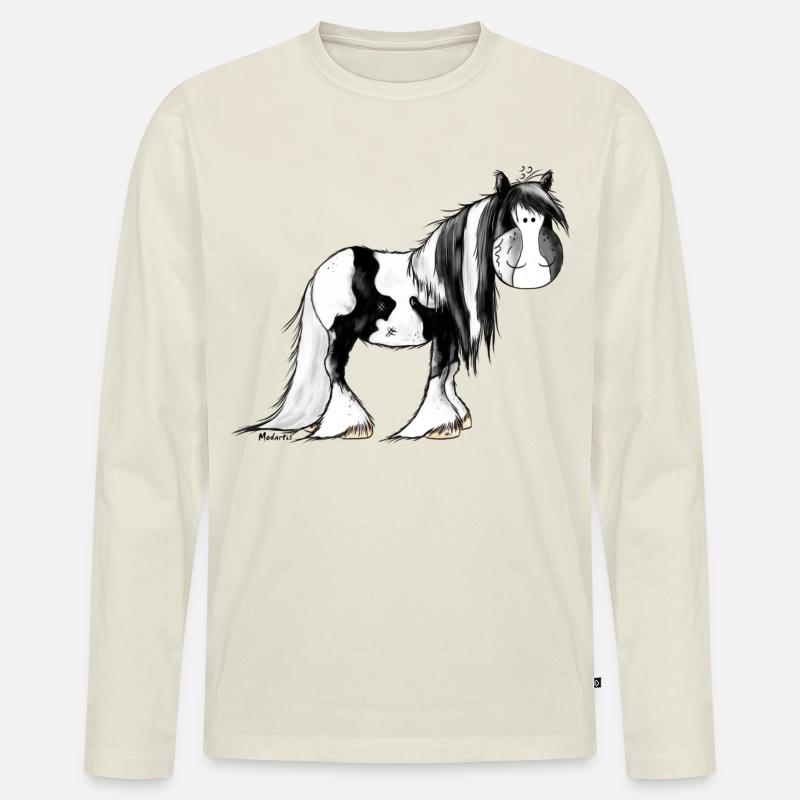 Irish Tinker Pferd - Pinto - Männer Premium Bio Langarmshirt - Naturweiß
