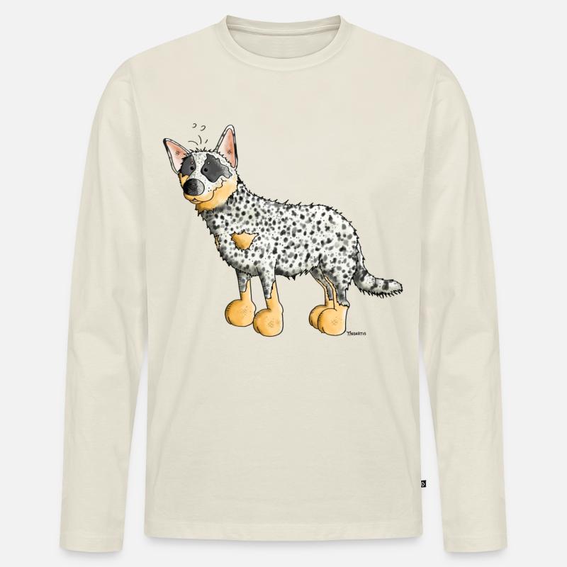 Witziger Australian Cattle Dog - Hund - Männer Premium Bio Langarmshirt - Naturweiß