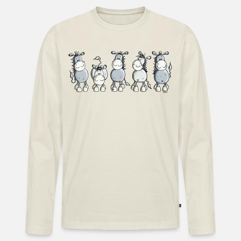 Funny Esel - Hausesel - Männer Premium Bio Langarmshirt - Naturweiß