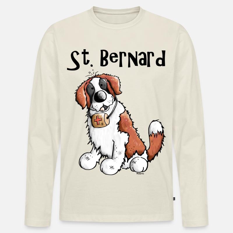 Drolliger Bernhardiner - Hund - Männer Premium Bio Langarmshirt - Naturweiß