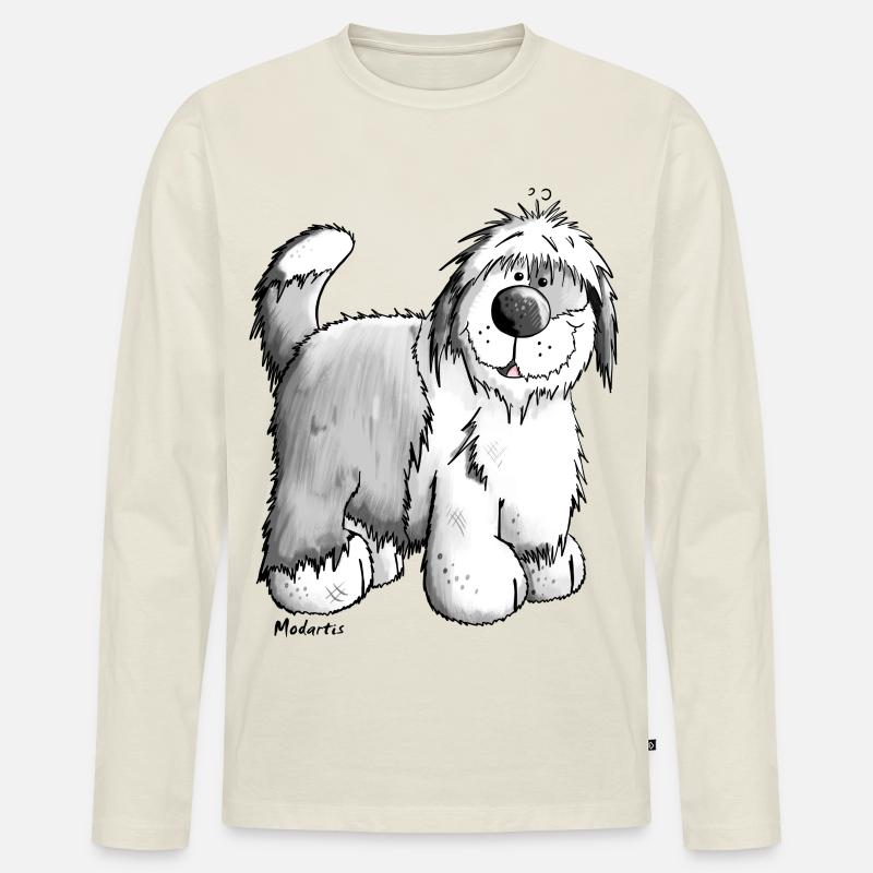 Bobby der Bobtail - Männer Premium Bio Langarmshirt - Naturweiß