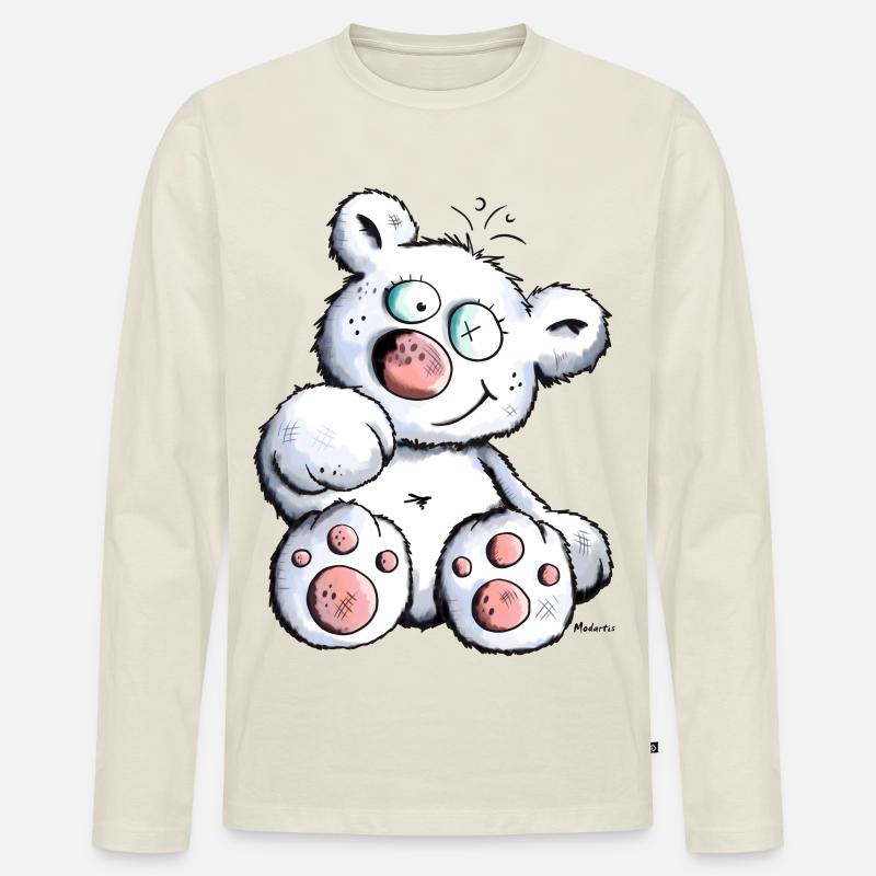 Tawia der Teddybär - Männer Premium Bio Langarmshirt - Naturweiß