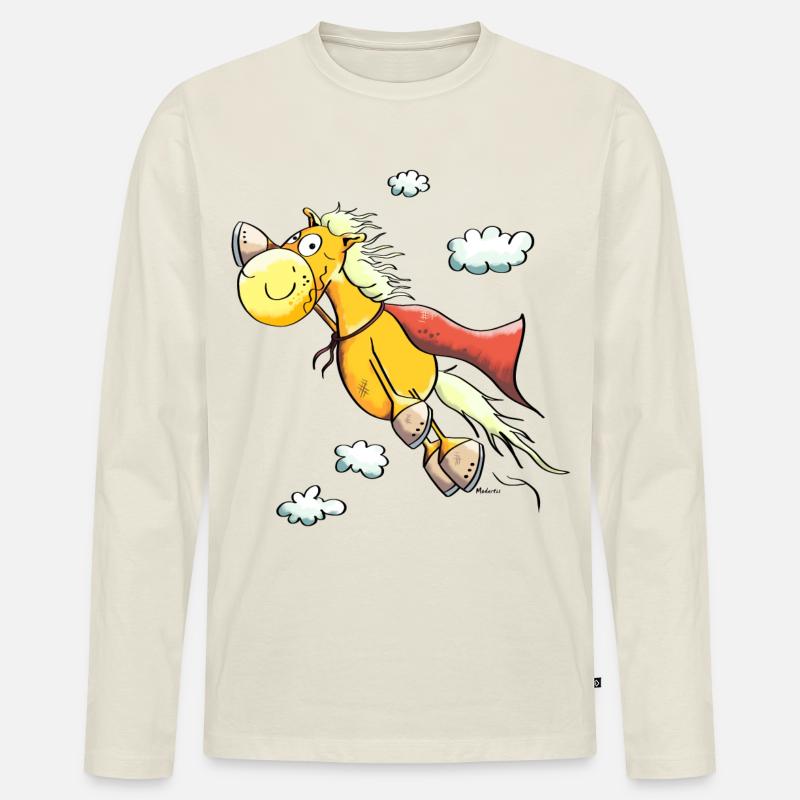 Super Pferd - Männer Premium Bio Langarmshirt - Naturweiß