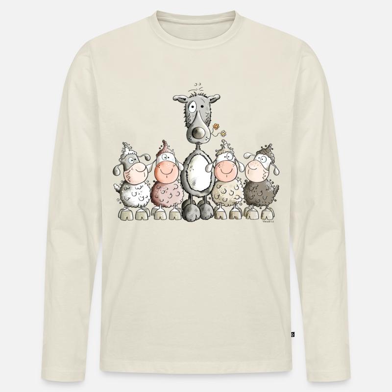 Wolf unter Freunden - Männer Premium Bio Langarmshirt - Naturweiß