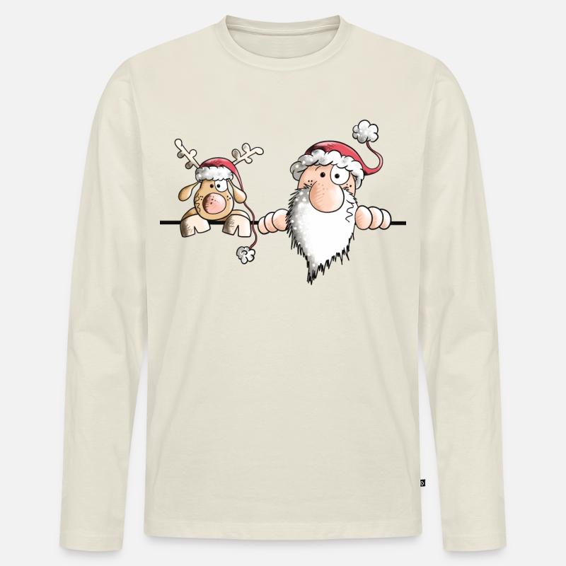 Das Weihnachts Team - Männer Premium Bio Langarmshirt - Naturweiß