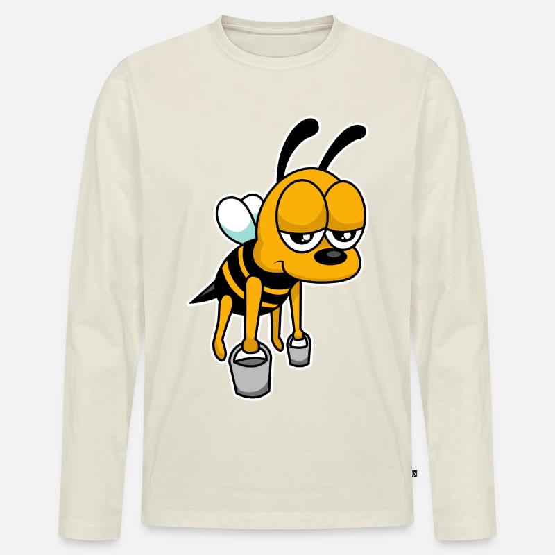 Arbeits-Biene - Männer Premium Bio Langarmshirt - Naturweiß