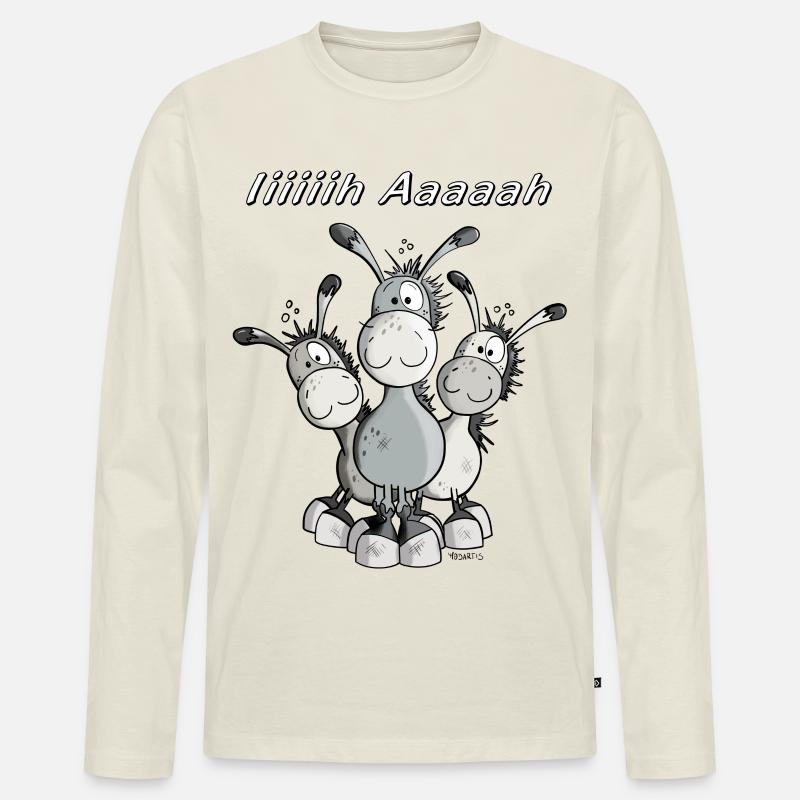 Esel Trio - Männer Premium Bio Langarmshirt - Naturweiß