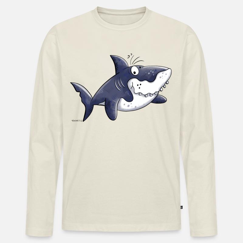 Haichen - Männer Premium Bio Langarmshirt - Naturweiß