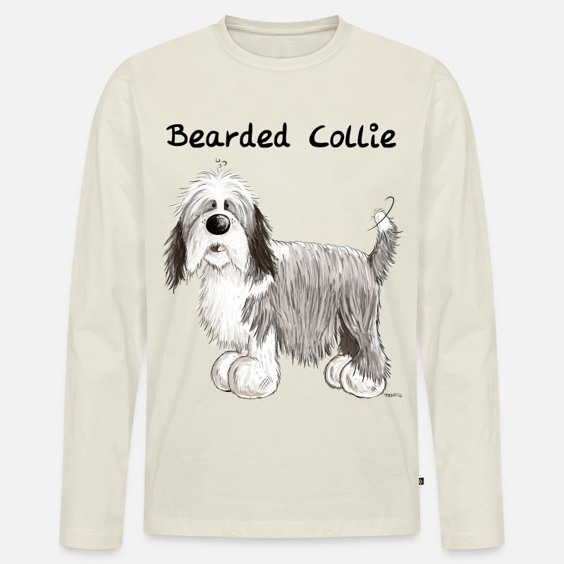 Lustiger Bearded Collie - Männer Premium Bio Langarmshirt - Naturweiß
