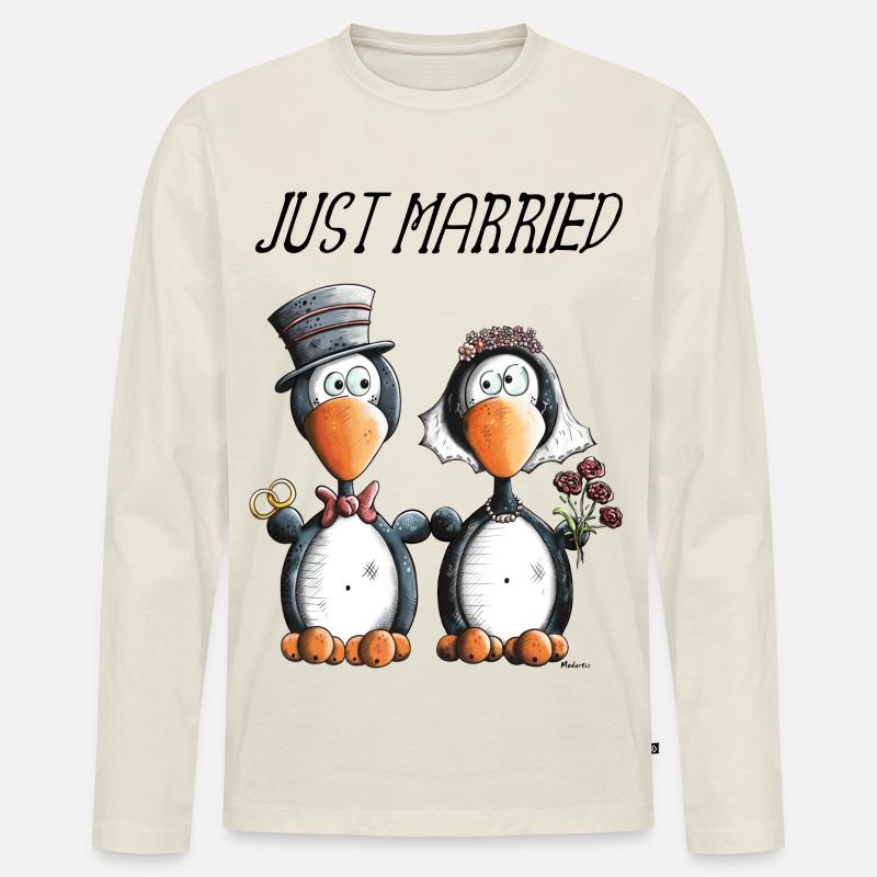 Just Married - Männer Premium Bio Langarmshirt - Naturweiß