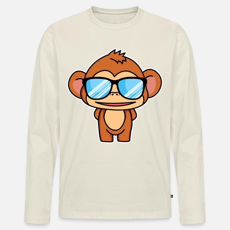 Cleveres Äffchen - Männer Premium Bio Langarmshirt - Naturweiß