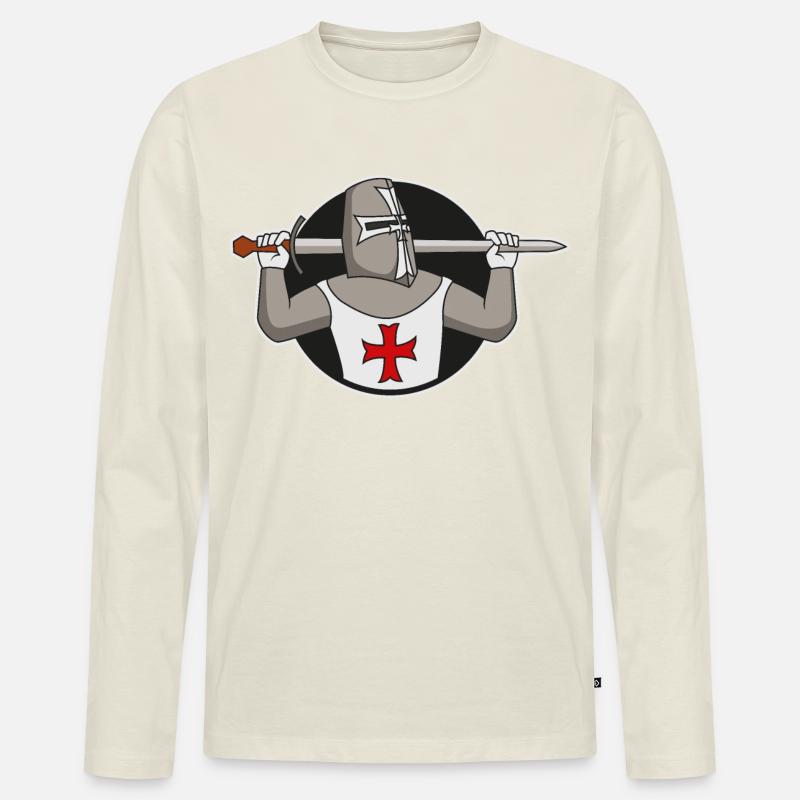 Kreuzritter | Ritter - Männer Premium Bio Langarmshirt - Naturweiß
