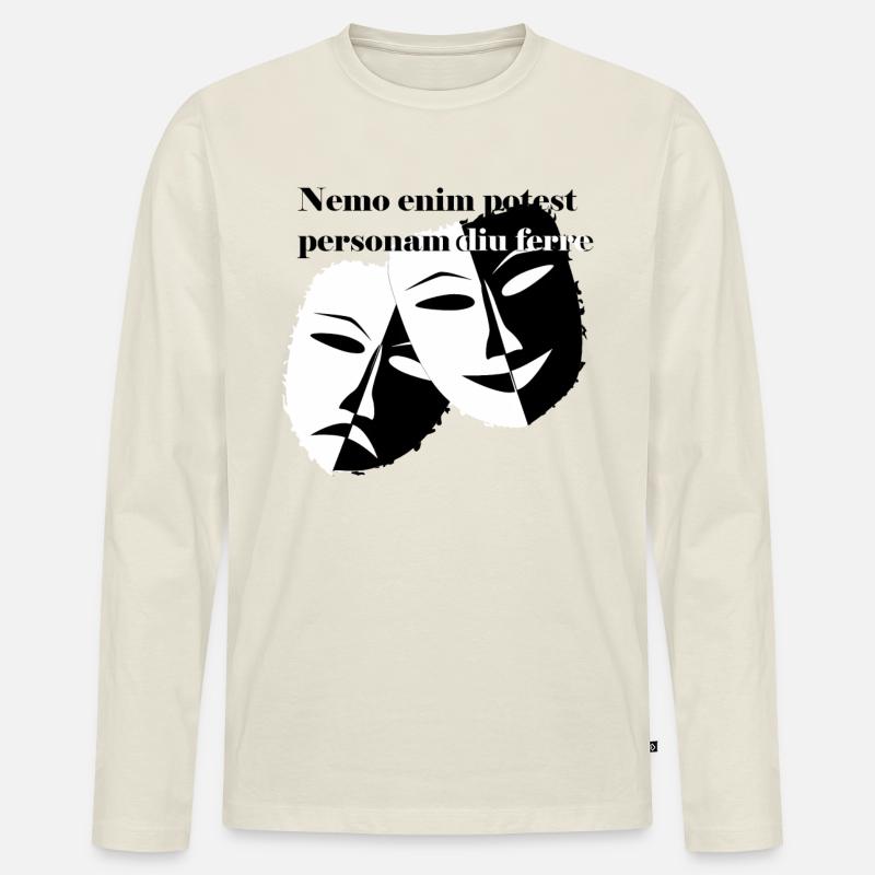 Latein Sprüche Masken Rom Geschenkidee witzig - Männer Premium Bio Langarmshirt - Naturweiß