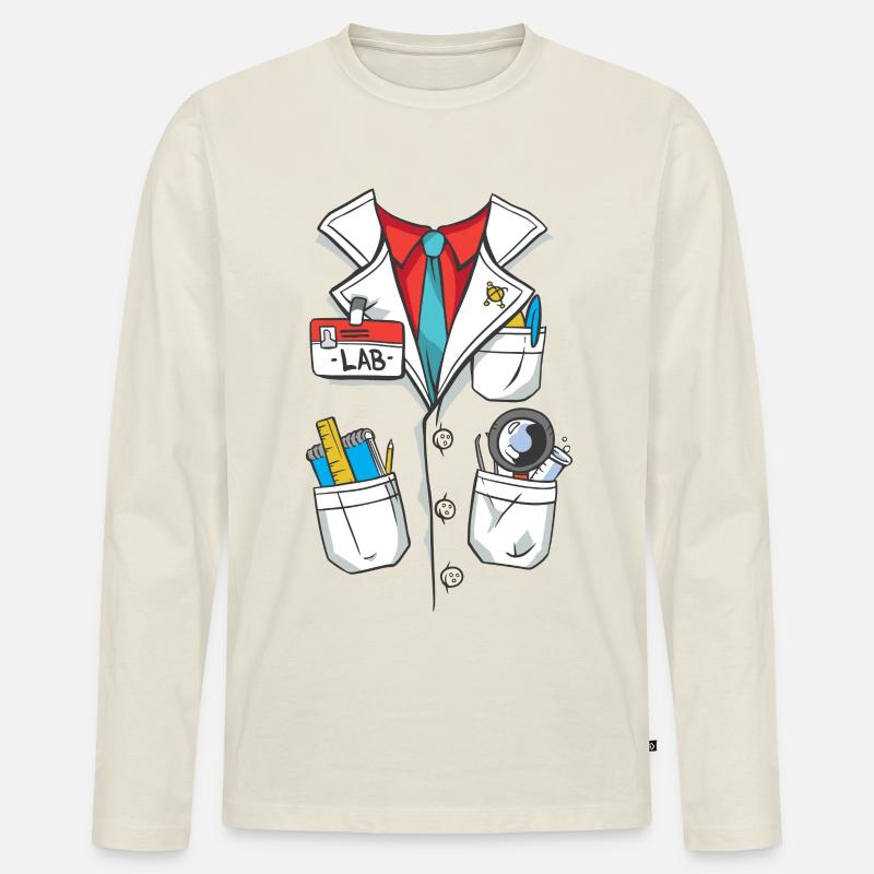 Laborkittel Kostüm - Männer Premium Bio Langarmshirt - Naturweiß